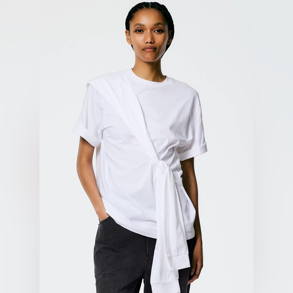 Tibi White Draped T-Shirt